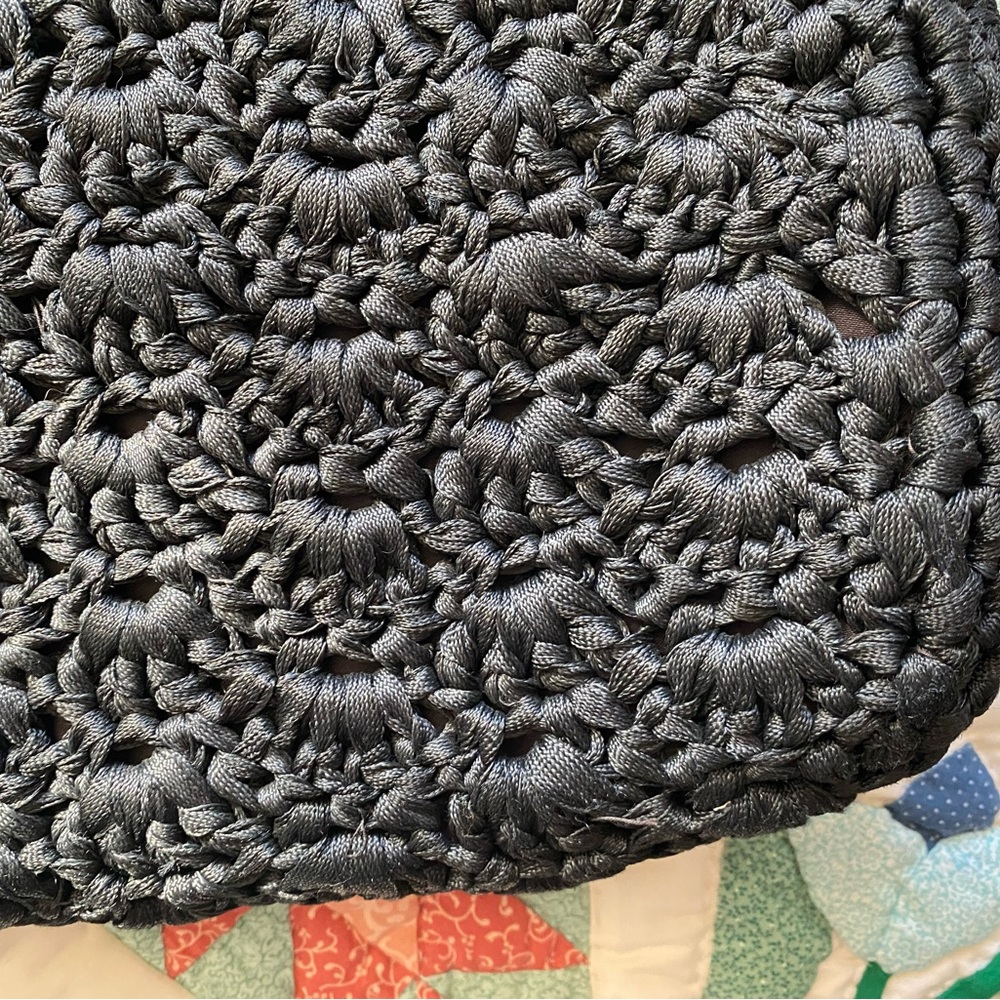 Vintage Black Woven Macrame Shoulder Bag - Picture 4 of 8